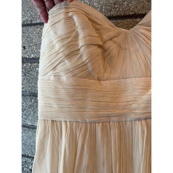 Strapless Cream J.Crew Silk Pleated Cocktail Dress With Sweetheart Neckline Back - Picture 3 of 13